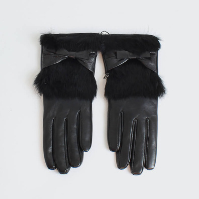 Δερμάτινα Γάντια Pierre Cardin Με Γούνα Μαύρο