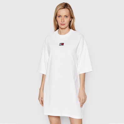 Oversized T-Shirt Φόρεμα Tommy Jeans DW0DW10370_YBR Άσπρο