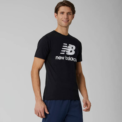 T-shirt New Balance Essentials Stacked Logo MT01575 Μαύρο