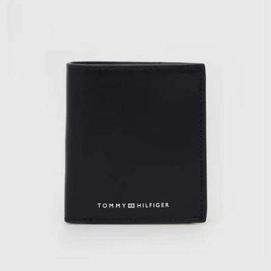 Μικρό Δερμάτινο Πορτοφόλι Tommy Hilfiger AM0AM10621_BDS Μαύρο